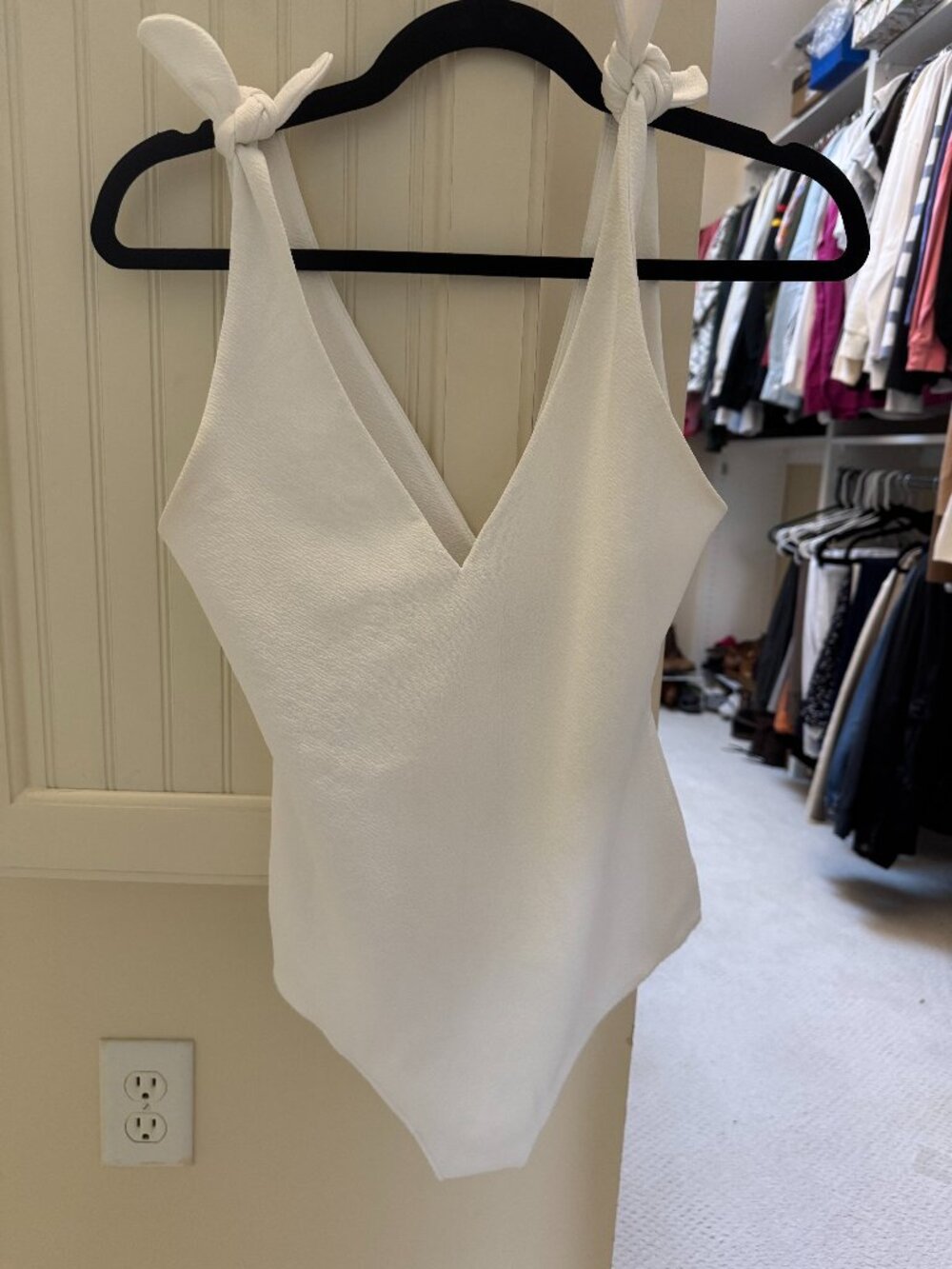White V-neck Bodysuit